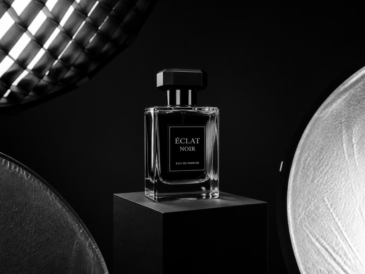 Fotógrafo em estúdio iluminando produto premium